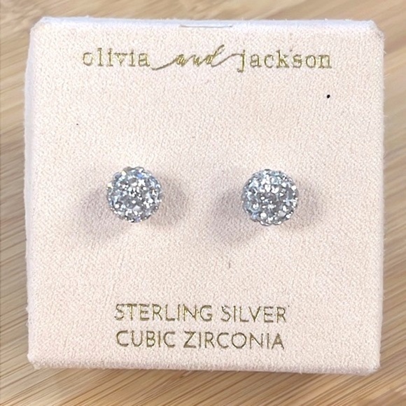 Brand New Olivia and Jackson Sterling Silver Cubic Zirconia Post Earrings - Picture 1 of 12